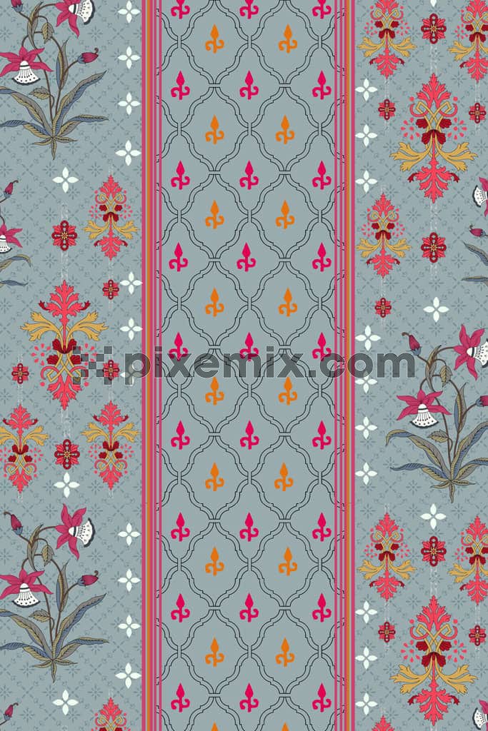 Floral and paisley art product graphic with seamless repeat pattern