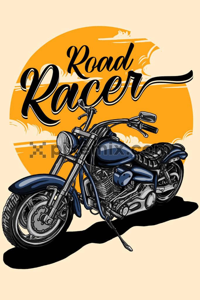 Road culture inspired biker product graphic 