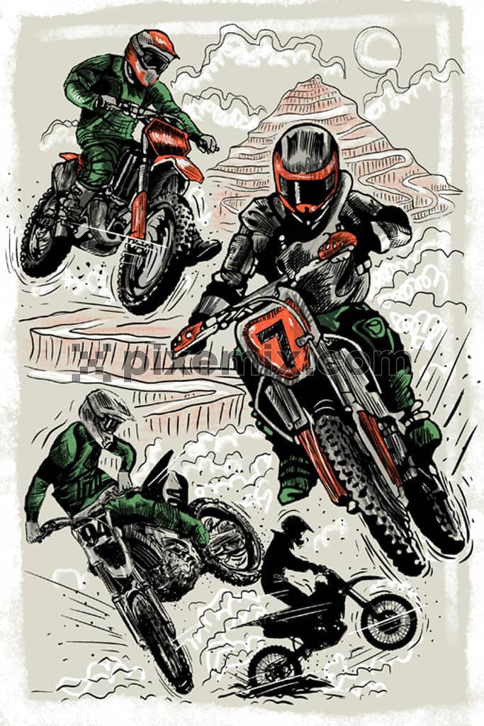 Vintage poster inspired biker product graphic