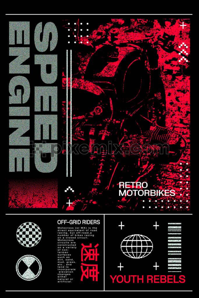 Biker inspired streetstyle product graphic