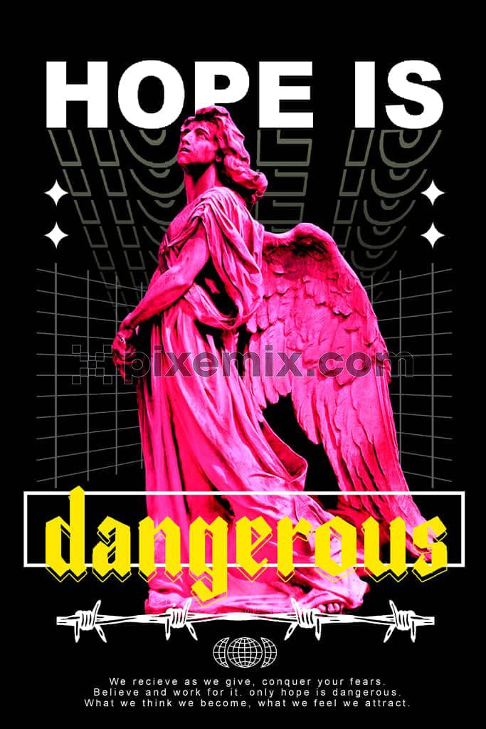 Retro art inspired winged victory statue product graphic