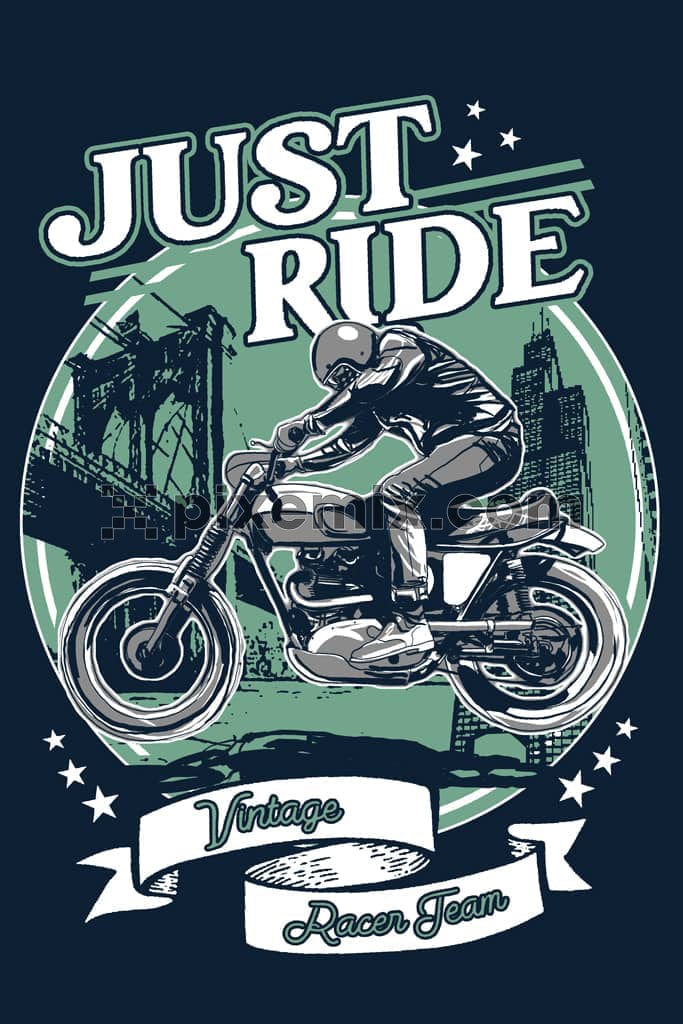 Biker inspired vintage typography product graphic