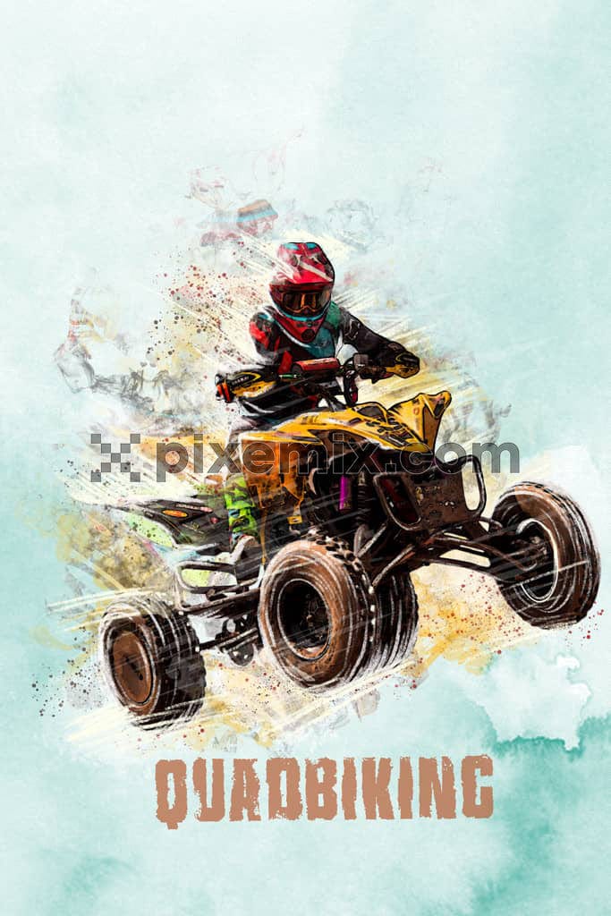 Quadbiking with watercolor product graphic