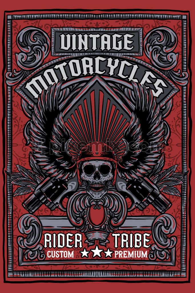 Biker inspired vintage typography product graphic
