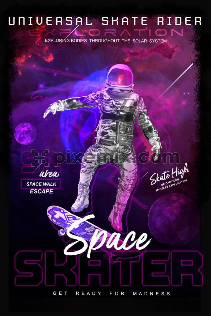 Techno inspired astronaut product graphic