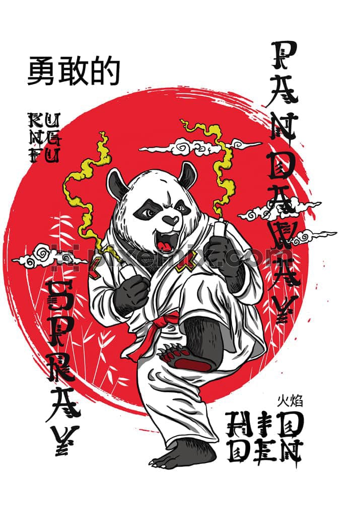 Oriental art inspired kung fu panda product graphic