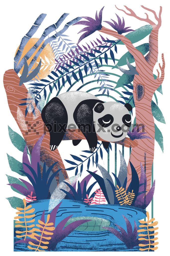 Hand-illustrated inspired lazy panda product graphic