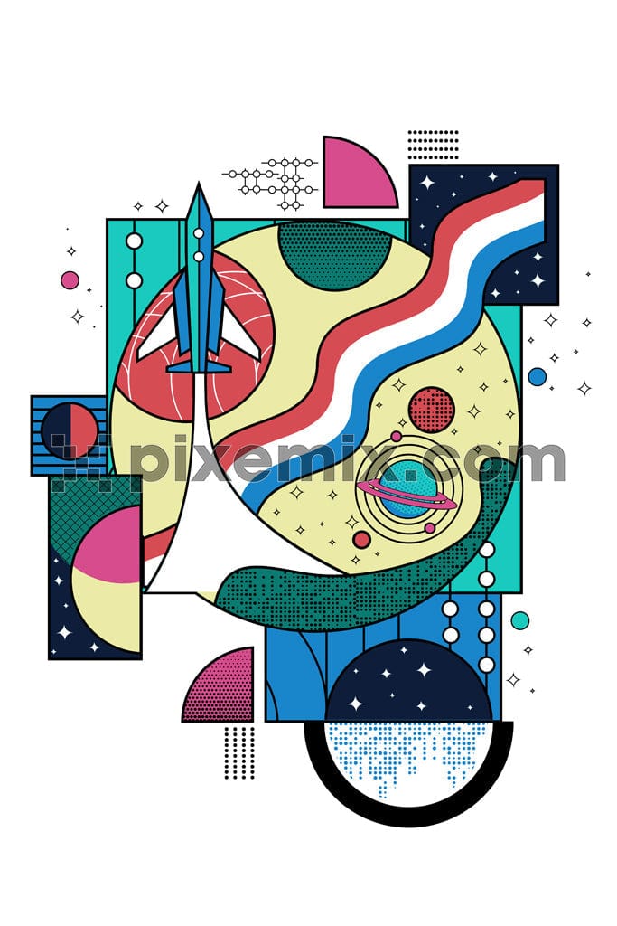 Hand-illustrated inspired abstract shape product graphic