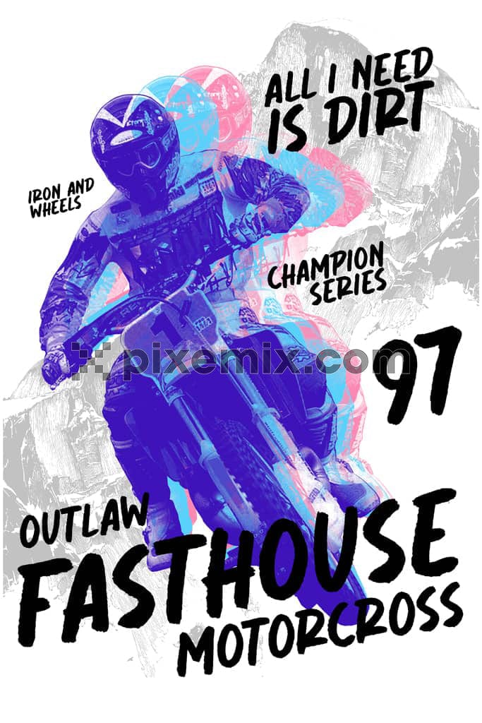 Off-road biker with typography product graphic