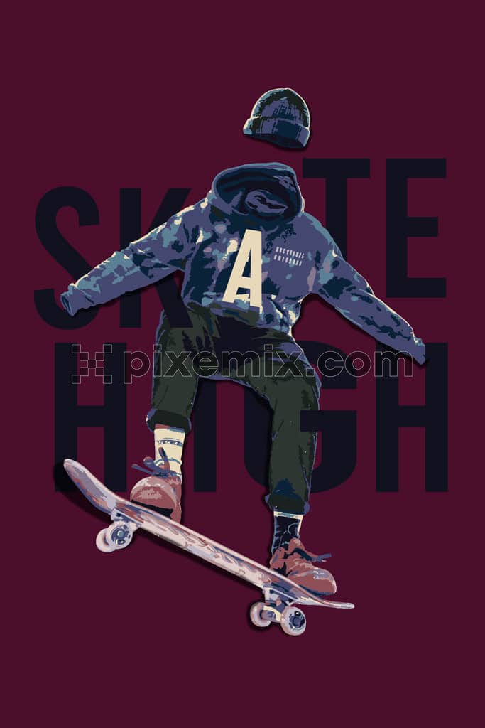 Street inspired doodle skater product graphic