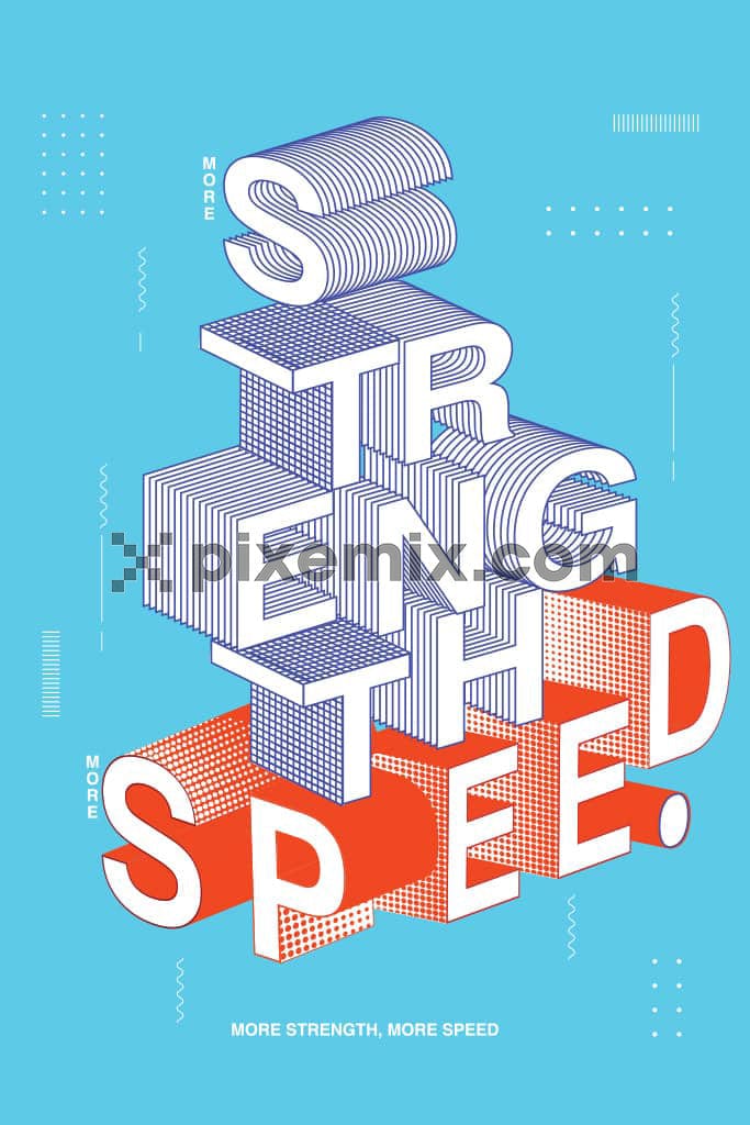 Sometric typography vector product graphic