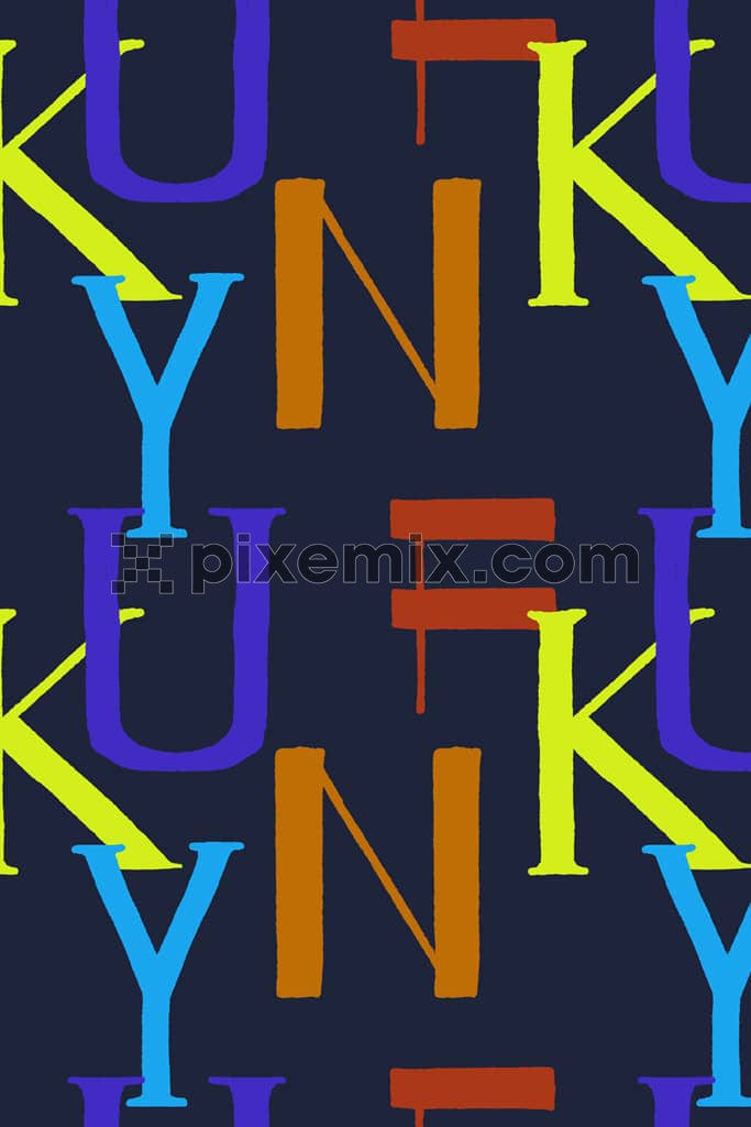 Abstract typography product graphic with seamless repeat pattern