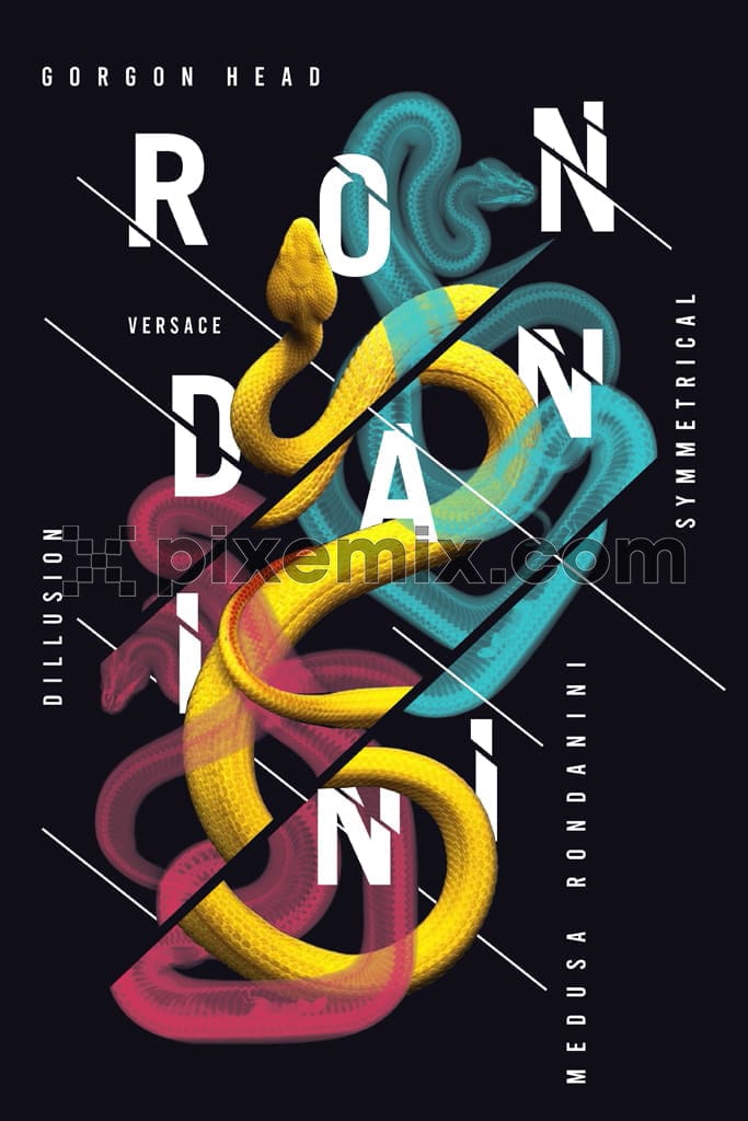 Photomanipulation Inspired snake with typography product graphic