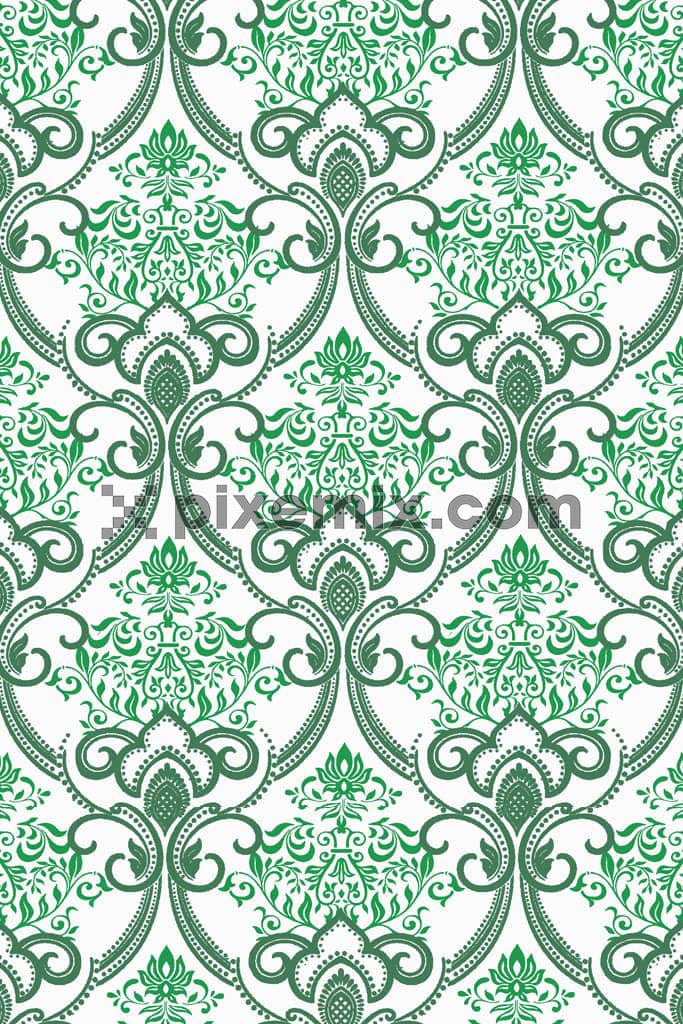 Paisley and florals product graphic with seamless repeat pattern