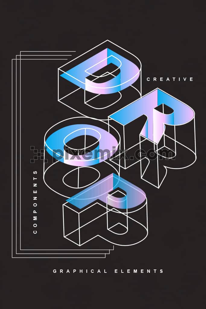 Abstract typography with gradient color product graphic