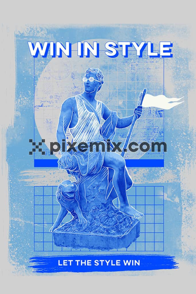 Doodle art inspired statue with brush stroke product graphic