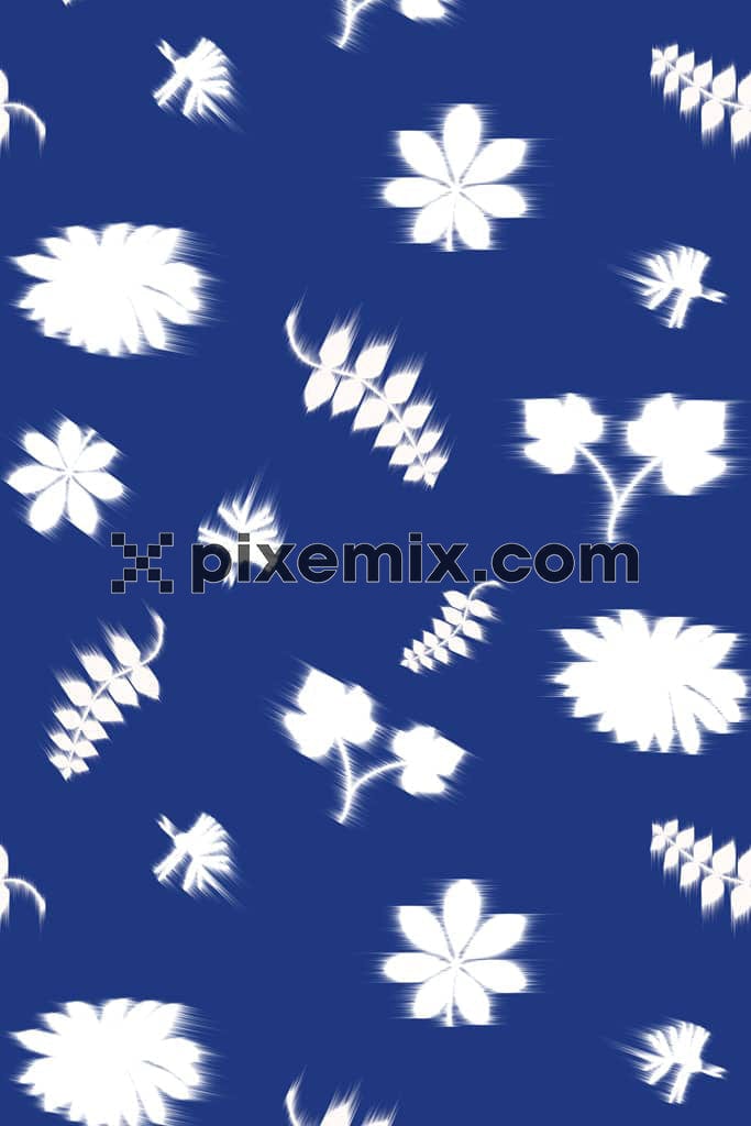 Watercolor leaf and florals product graphic with seamless repeat pattern