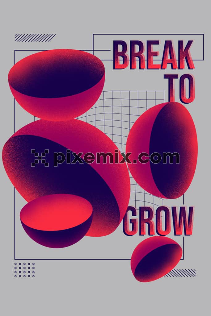 Abstract shape with retro typography product graphic