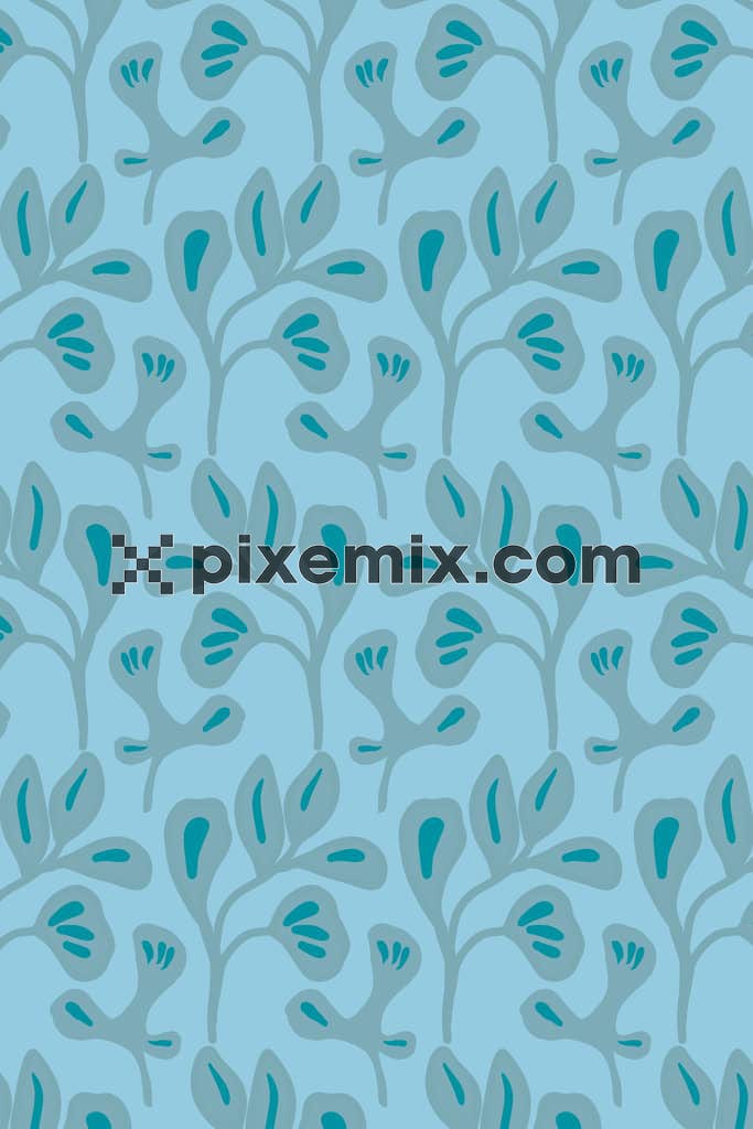 Abstract leaves product graphic with seamless repeart pattern