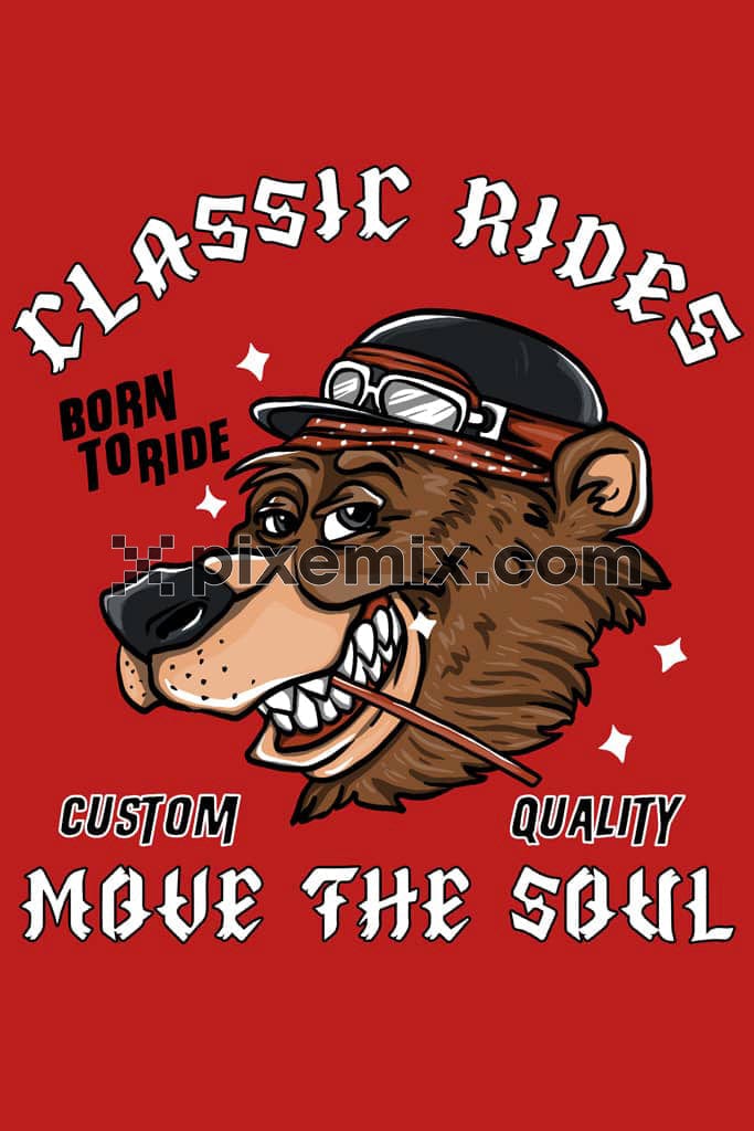 Rider bear and typography product graphic