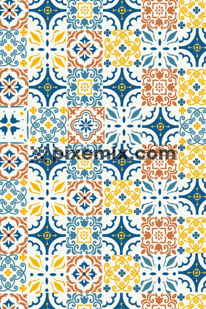 Boho inspired abstract shape product graphic with seamless repeat pattern