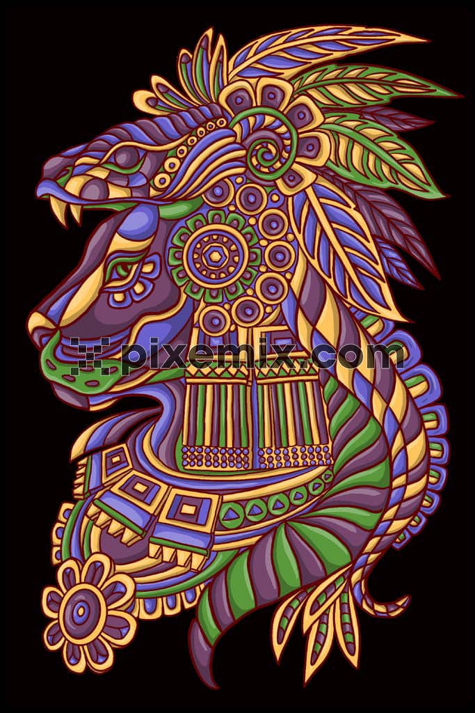 Tribal art inspired surreal leopard product graphic