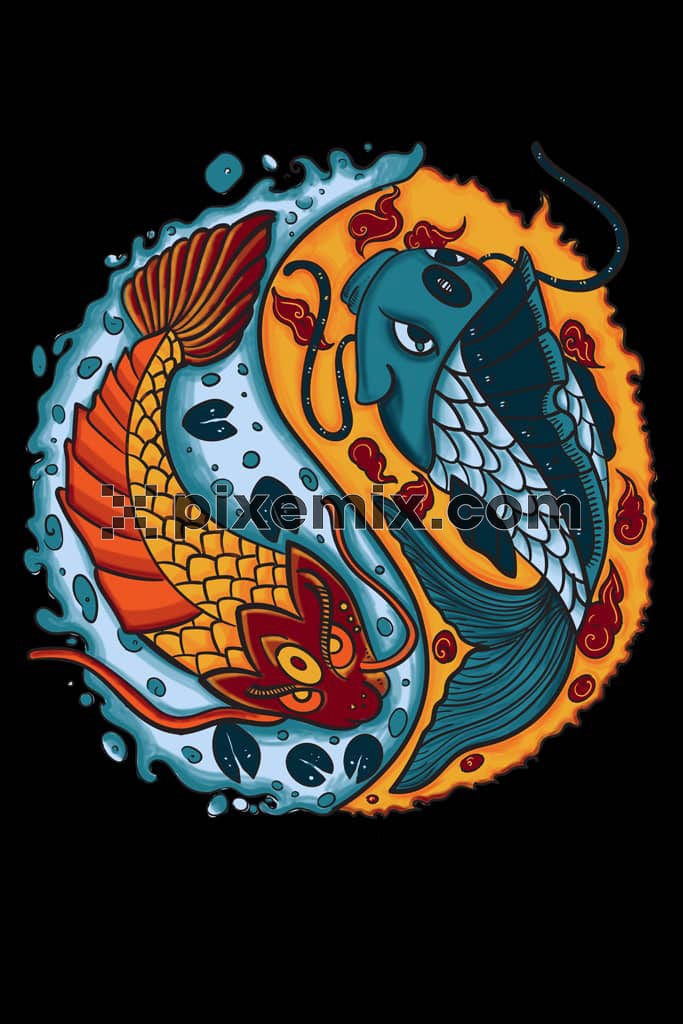 Oriental koi fish product graphic
