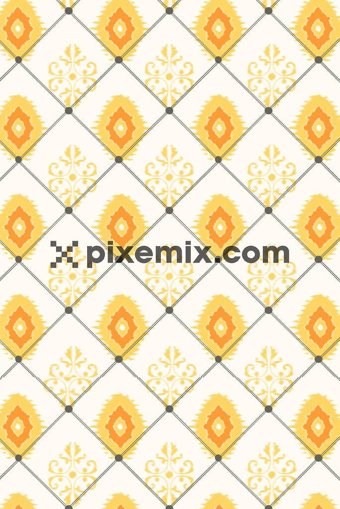 Abstract shape with paisley art product graphic with seamless repeat pattern