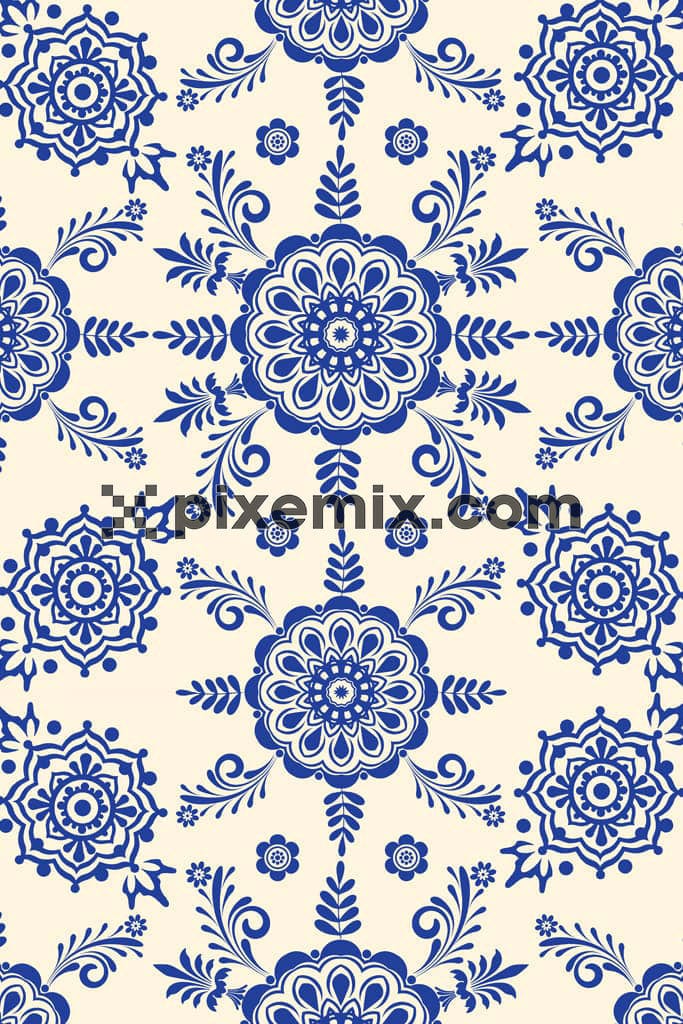 Paisley and leaves product graphic with seamless repeat pattern
