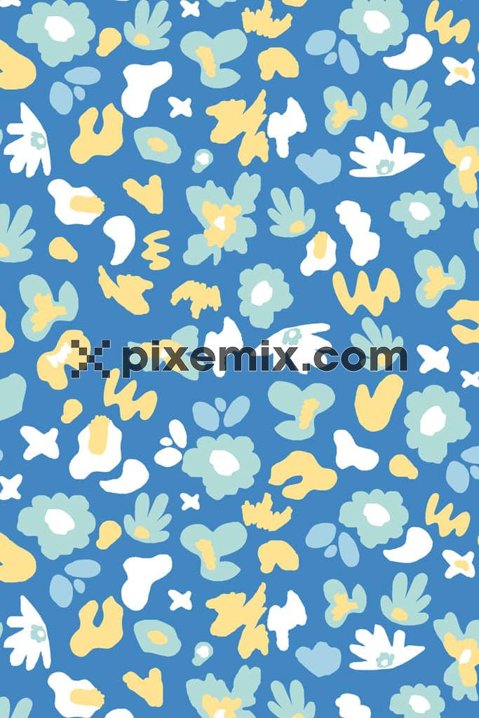 Doodle florals and animal skin product graphic with seamless repeat pattern