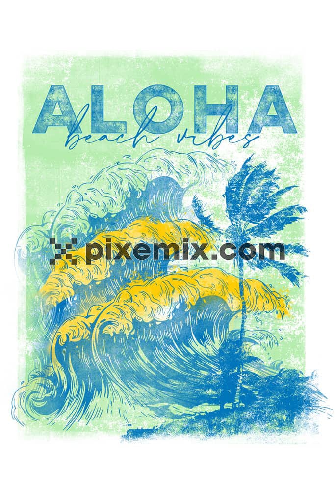 Aloha beach product graphic with seamless repeat pattern