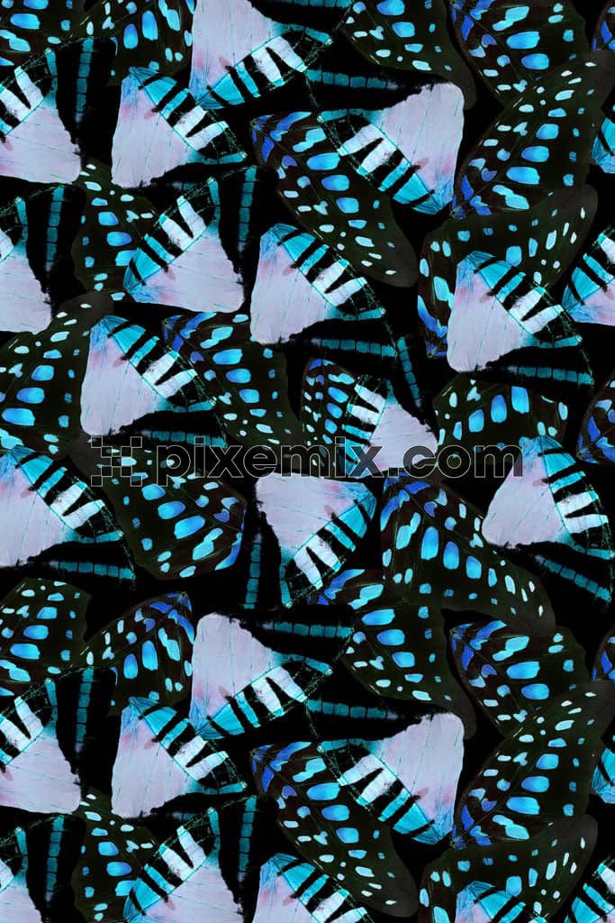 Pop art inspired butterfly product graphic with seamless repeat pattern