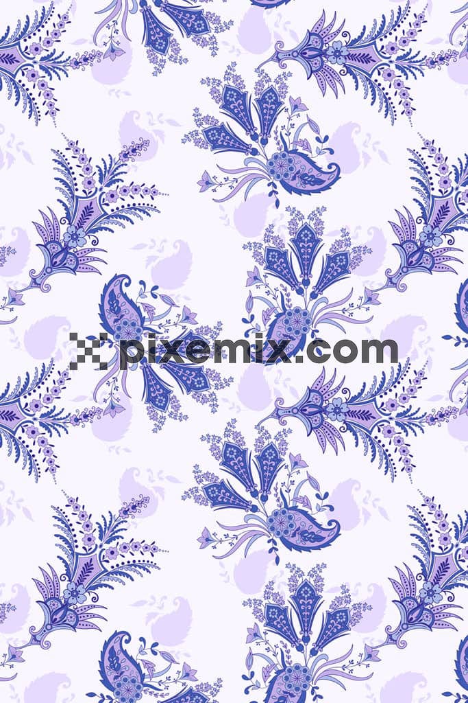 Paisley leaves product graphic with seamless repeat pattern