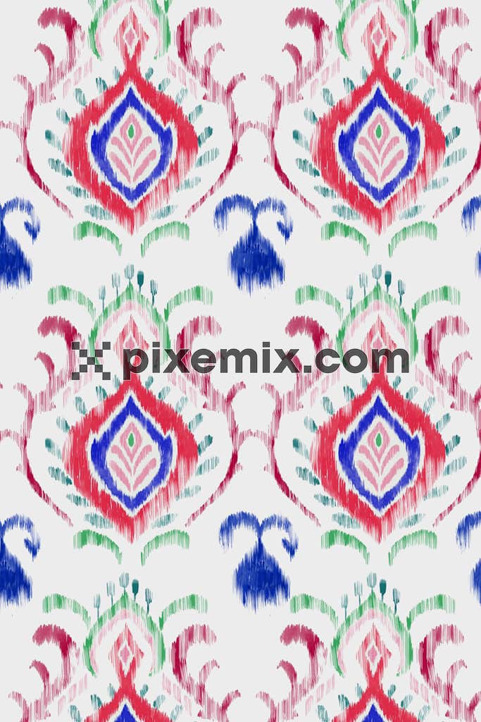 Tie-dye paisleyart product graphic with seamless repeat pattern