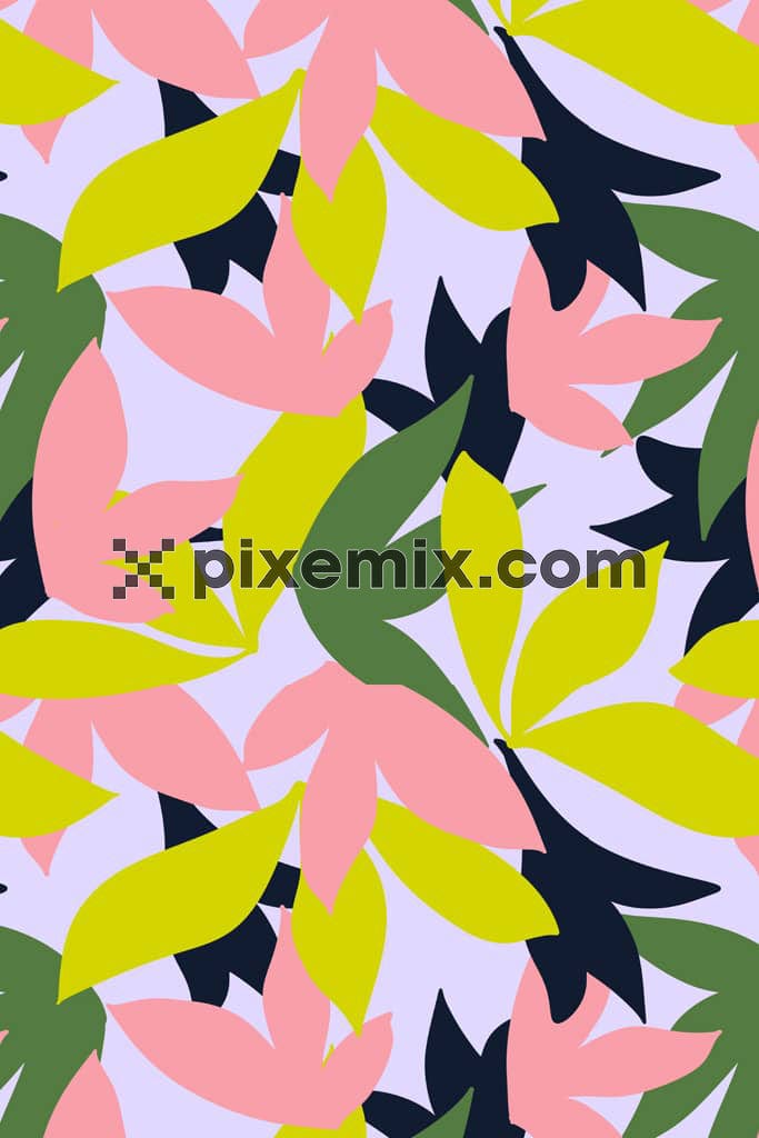 Abstract leaves product graphic with seamless repeat pattern