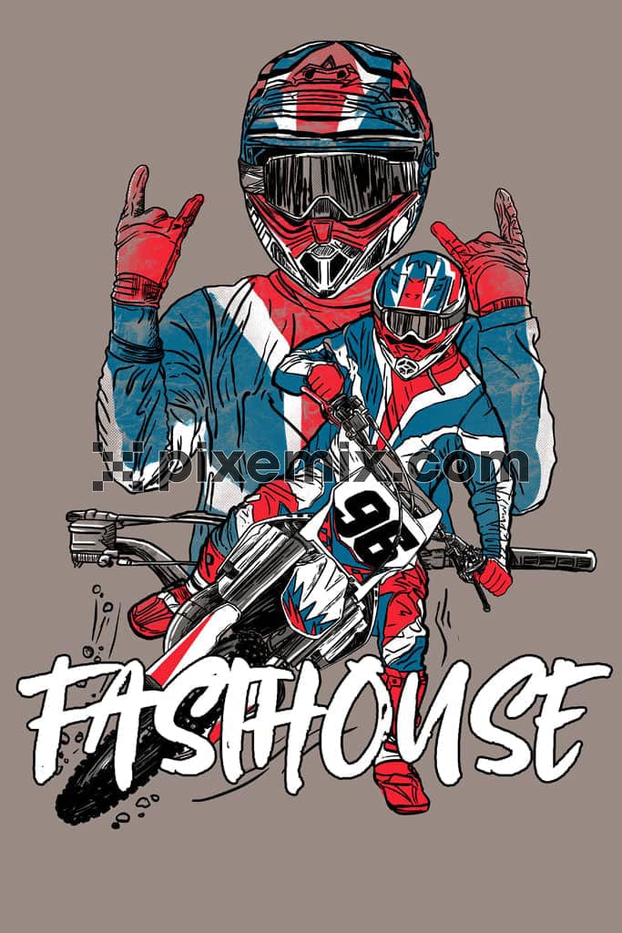 Off road biker and typography product graphic