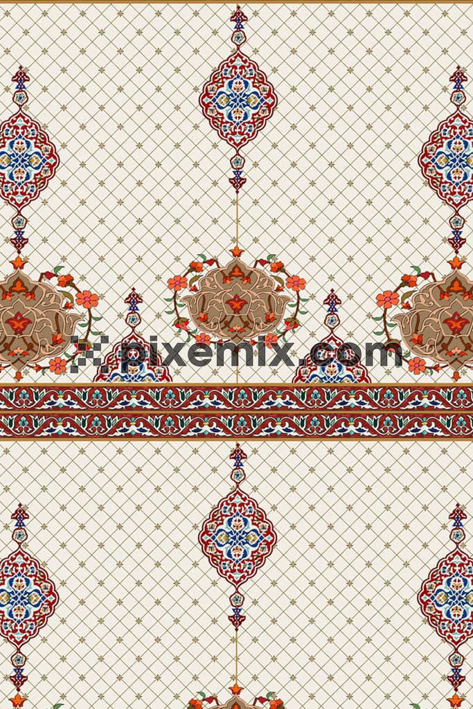 Persian art inspired jali and florals product graphic