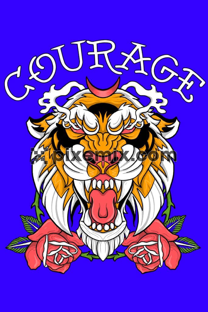Doodle tiger and typography product graphic