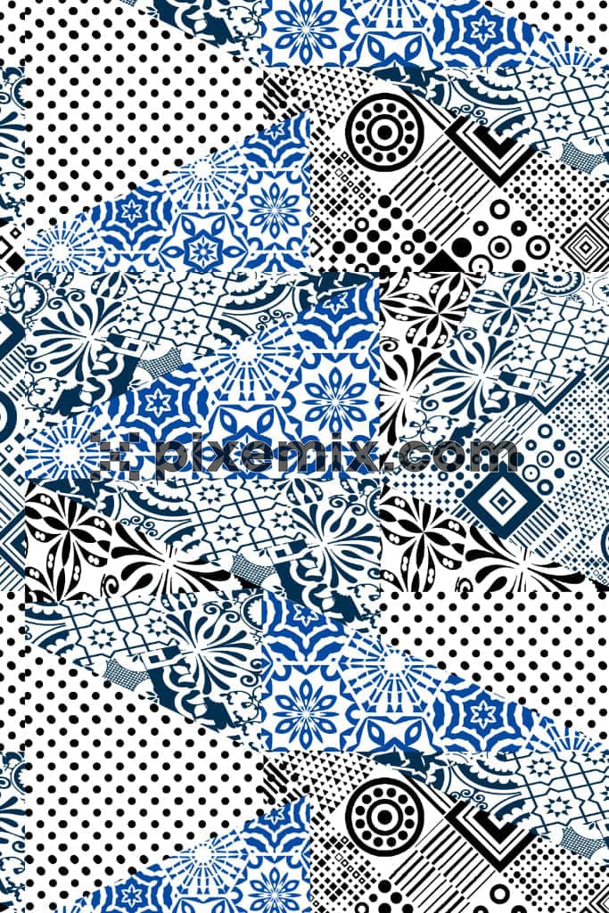 Abstract shape and paisley art product graphic with seamless repeat pattern