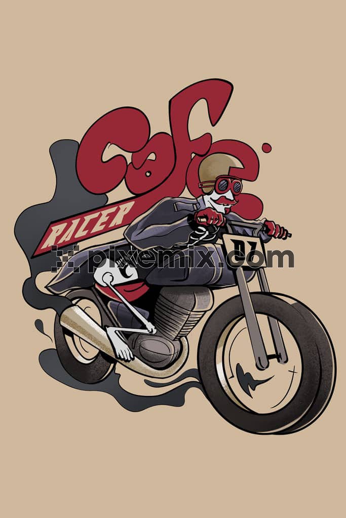 Vintage biker with typography product graphic