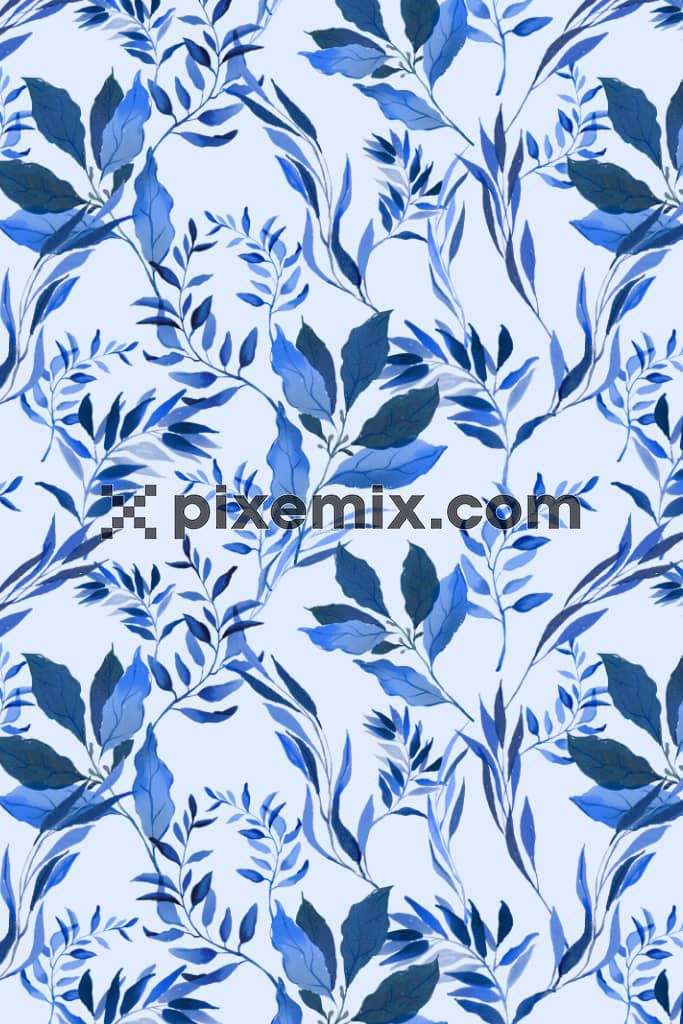 Abstract leaves product graphic with seamless repeat pattern