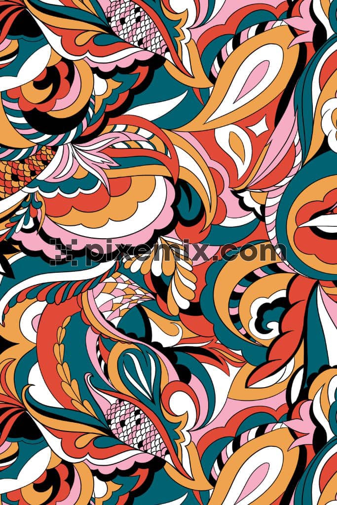Pasiley art product graphic with seamless repeat pattern