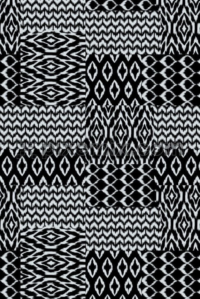 Ikkat art product graphic with seamless repeat pattern