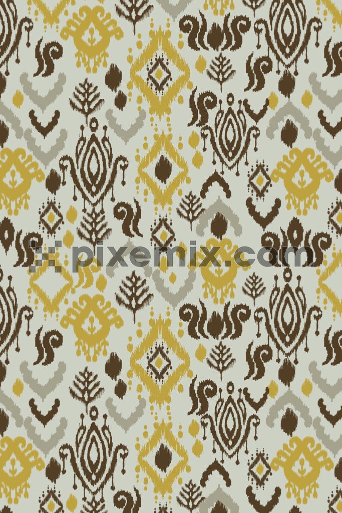 Abstract ikkat art product graphic with seamless repeat pattern