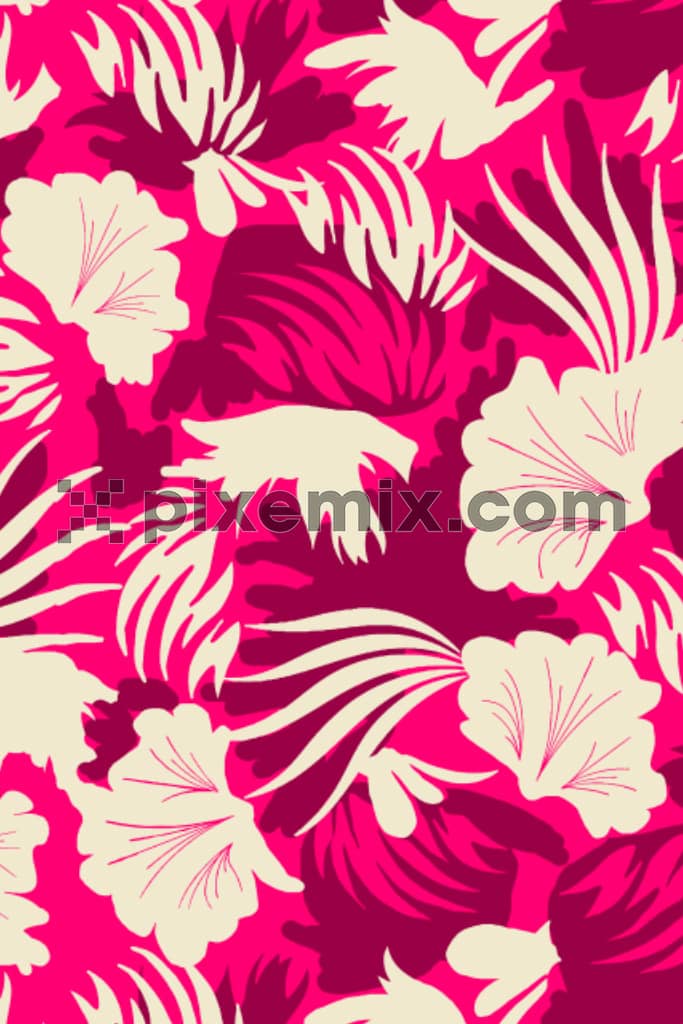 Abstract florals product graphic with seamless repeat pattern