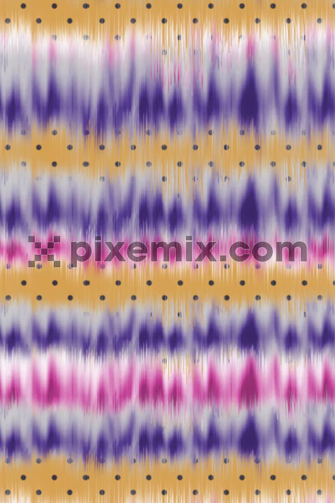Abstract dot and ikkat art product graphic with seamless repeat pattern