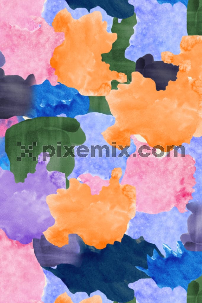 Abstract watercolor brush stroke product graphic with seamless repeat pattern