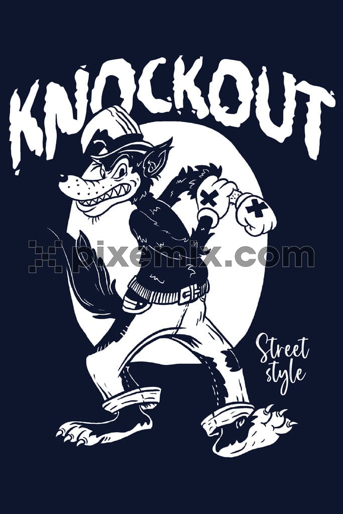 Doodle art inspired cartoon fox and typography product graphic