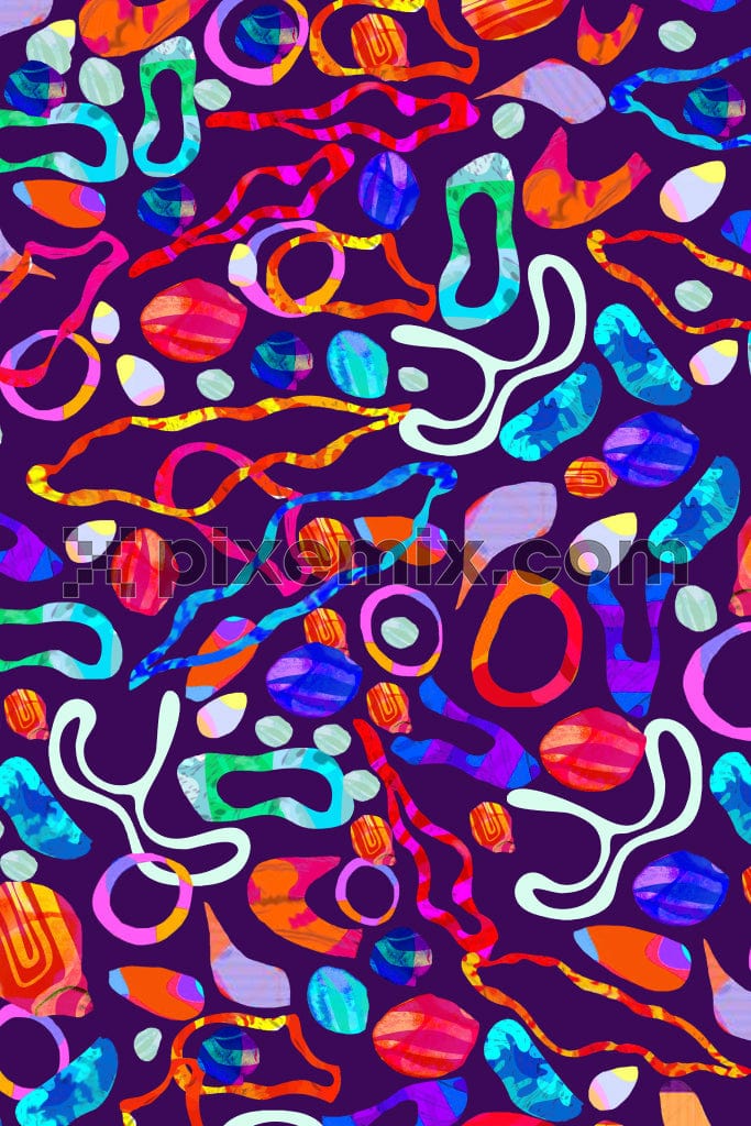 Abstract colorful shape product graphic with seamless repeat pattern
