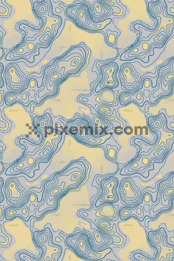 Abstract camou and typography product graphic with seamless repeat pattern